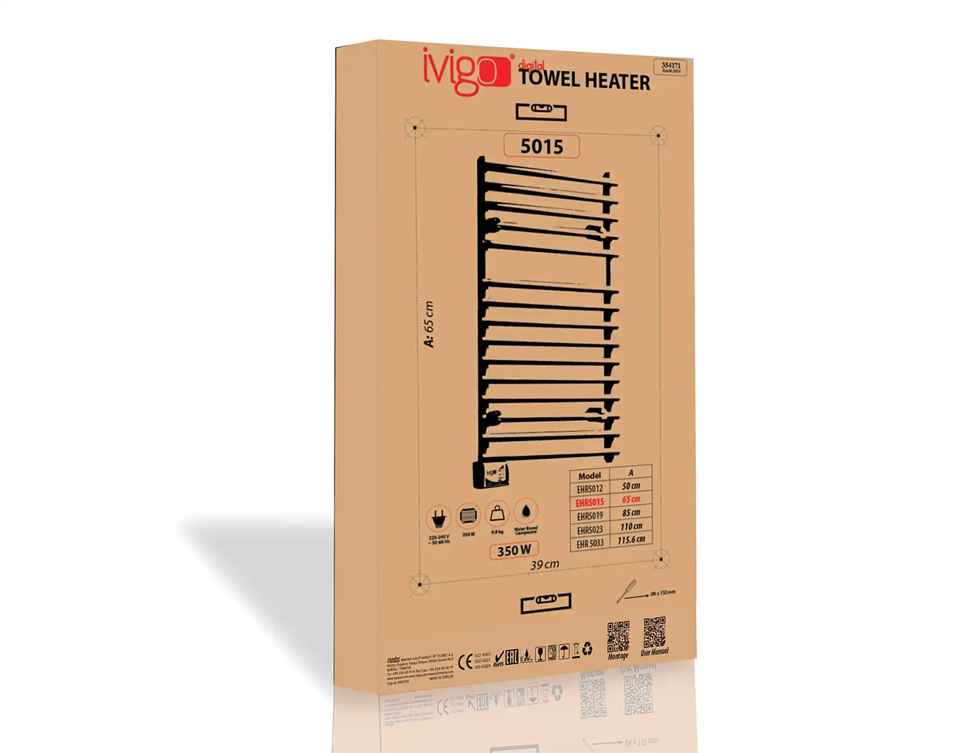 EHR 350 Watt Dijital Havlu Isıtıcı Krom
