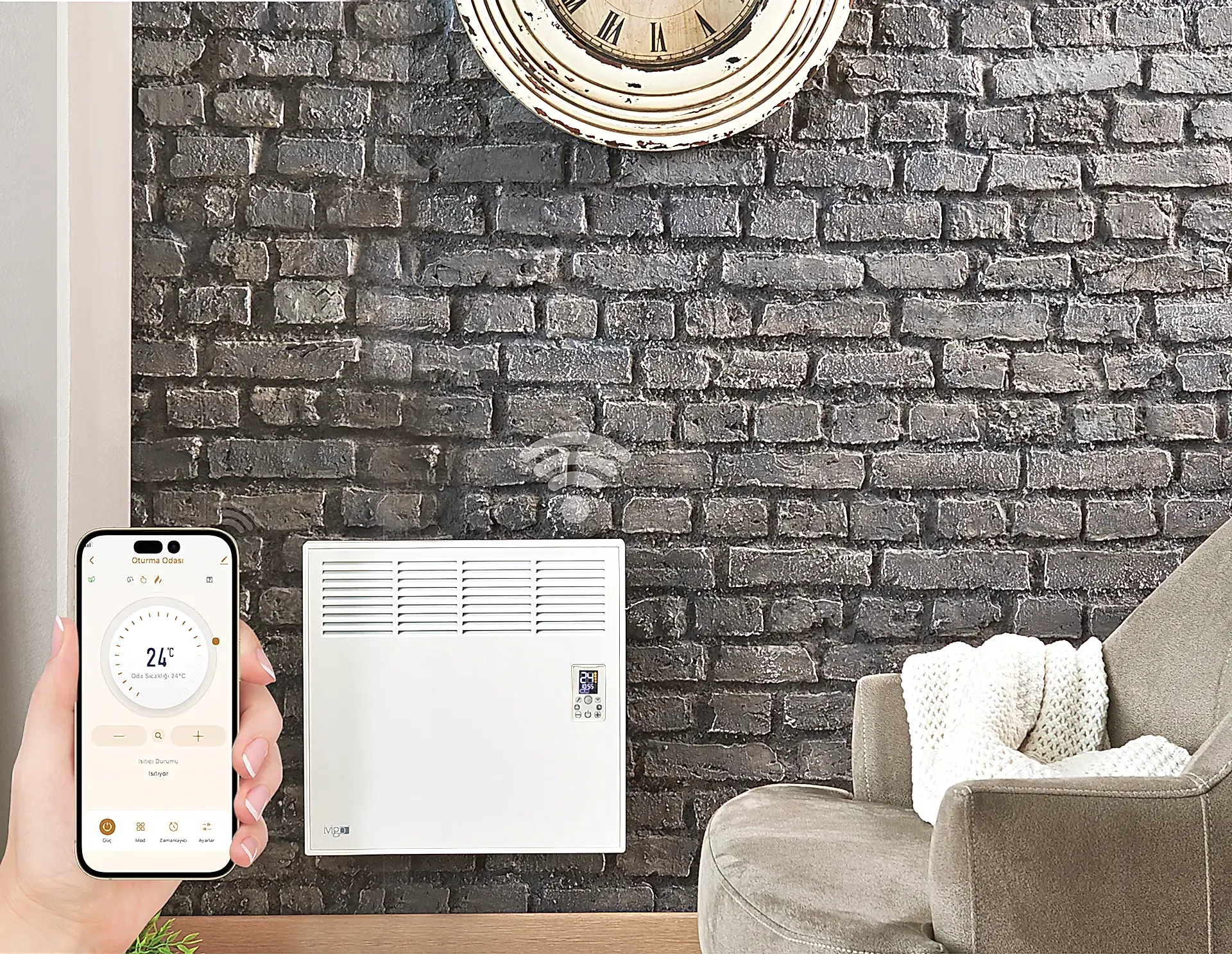 EPK 750 Watt Profesyonel Wi-Fi Konvektör Isıtıcı Beyaz Ayak + Askılı